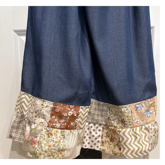 MSRP $69 NWT Upcycled Litz by UniqUSA Tencel Denim, Patchwork Wide Leg Size S - Picture 9 of 12